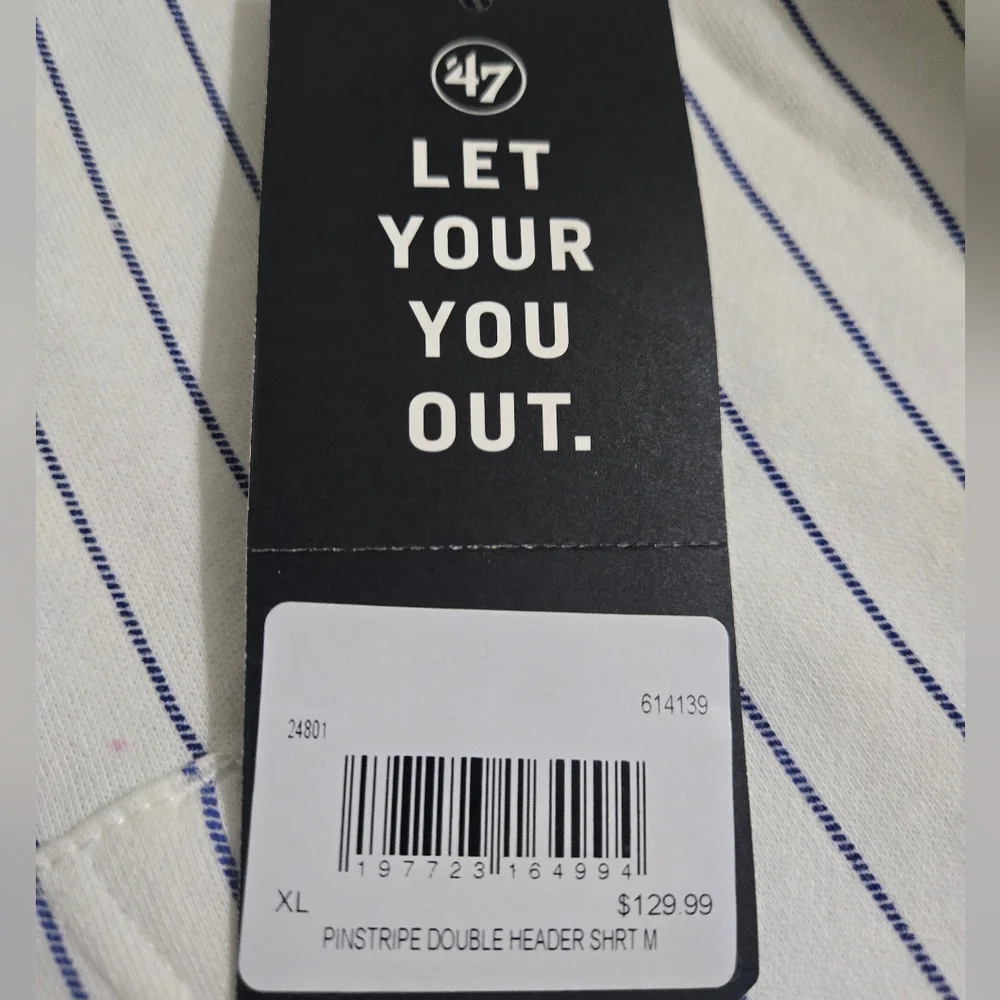 Men's New York Mets '47 White Pinstripe Double Header Collection Pullover Hoodie - Picture 8 of 8